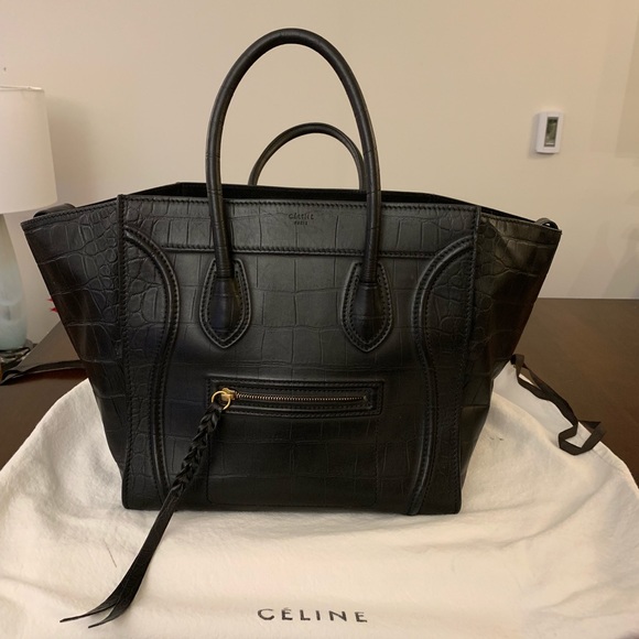 celine black crocodile bag
